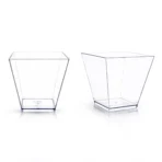 N-25 Square Cups/Plastic Mousse Cups/Square Glass Cup For Dessert Pudding Mousse Party ( Pack Of 25 )