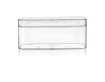N-59 Small Rectangle Dessert Box - 11.8 cm (Length) × 6 cm (Width) × 5 cm (Height) | 230 ml / Polystyrene / Transparent, crystal-clear finish / 12 Pieces per pack