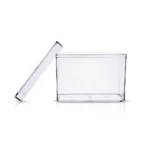 N-53 Cake Box With Lid Set - 66 x 85 mm | 200 ml/ Rectangle Shape Transparent Plastic Box/ Pack Of 12/ Storage Box for Party & Events - Image 2