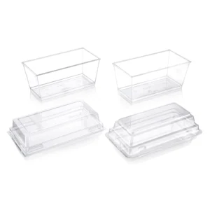 Clear rectangular dessert box for mousse and tiramisu