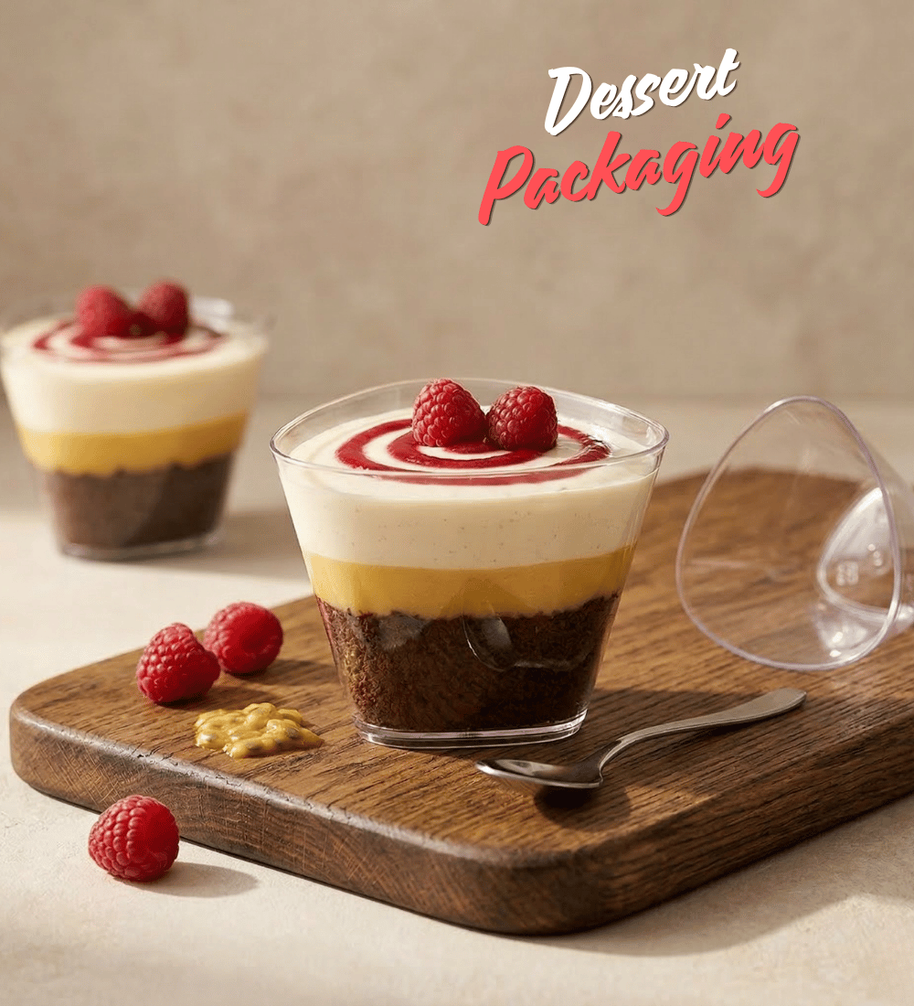 Premium clear pudding cup for dessert packaging with 160ml capacity, food-grade BPA-free plastic, reusable design, and elegant finish for puddings, mousses, parfaits, and bakery desserts.