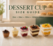 Navin Plast dessert cup size guide comparing 30ml, 60ml, 100ml, 160ml and 250ml clear cups with layered desserts.