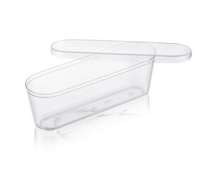 Empty N-61 180 ml oval dessert container with transparent lid image 4