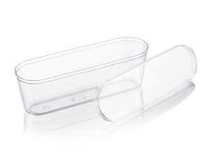 Empty N-61 180 ml oval dessert container with transparent lid image 4